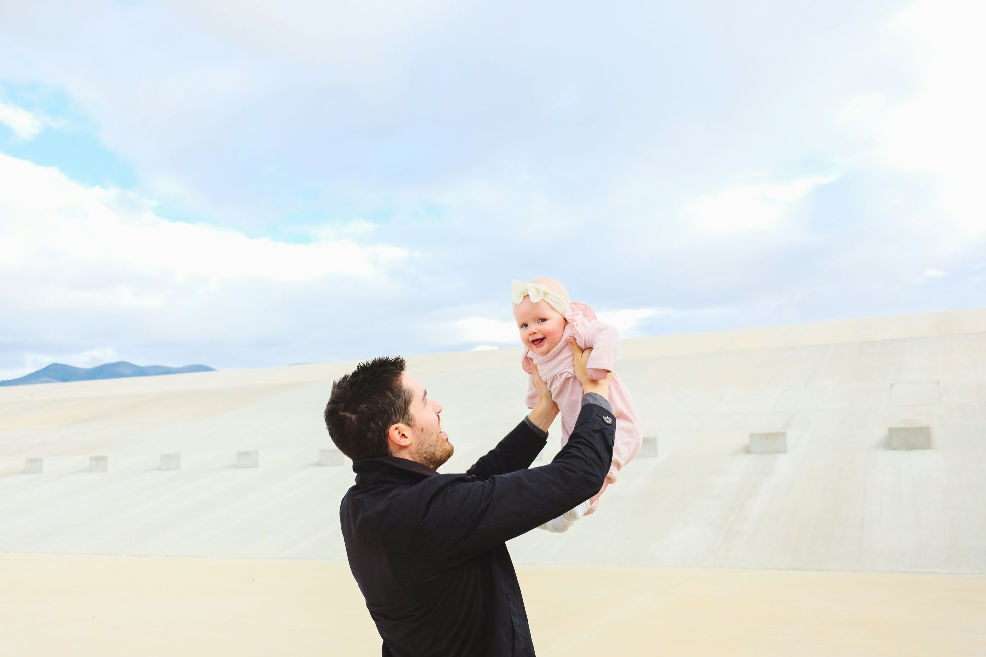 Dad with daughter in the dessert